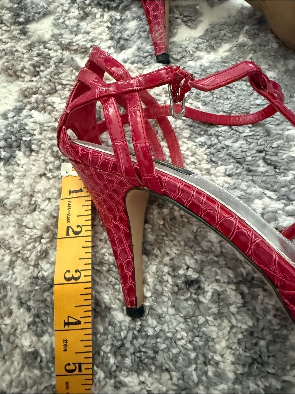 White House Black Market Shoes - Red Strappy Kitten Heels - Picture 3 of 6
